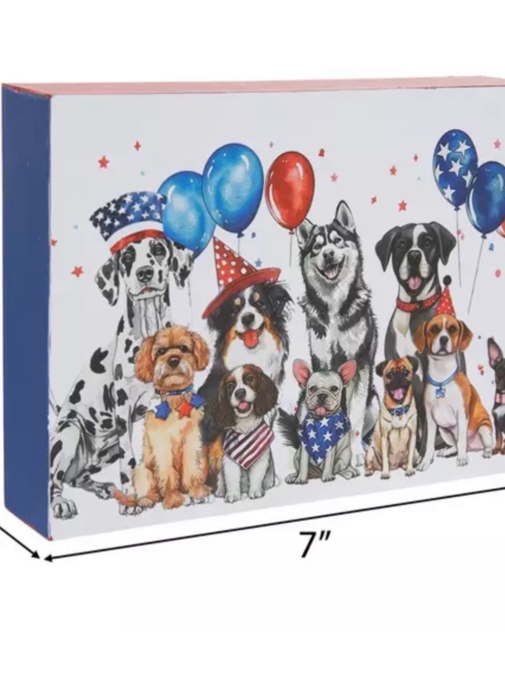 Patriotic Dog 4th of July wooden  sign - Red, White & Blue